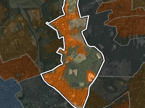 Luchtfoto van Buitenwijken in Huizen
